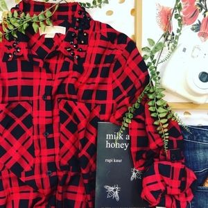 Michael Kors Embellished Plaid Blouse